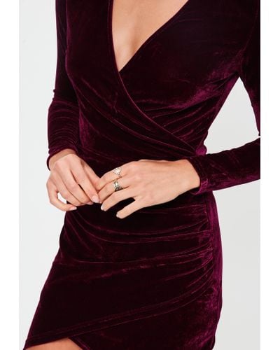 missguided velvet wrap dress