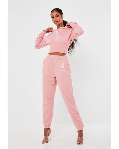 Missguided Pink Playboy Joggers Online 