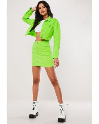 neon cropped jean jacket