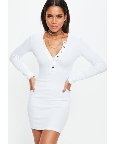Missguided Cotton White Ribbed Long ...
