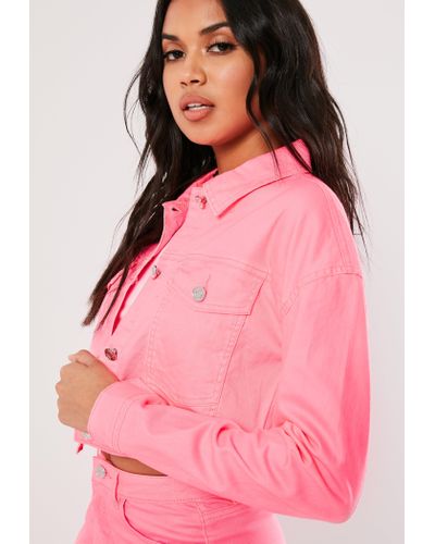 cropped neon denim jacket