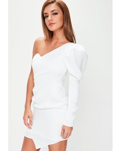 white one shoulder dress short