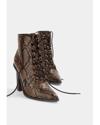 snake print lace up boots