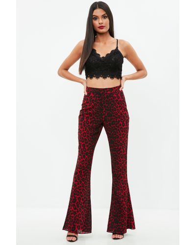 red leopard print flares