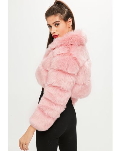 pink cropped fur jacket