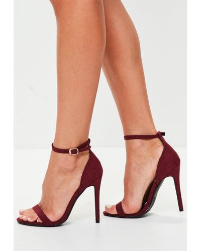 red barely there heels