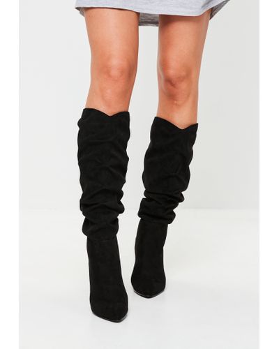 ruched suede boots