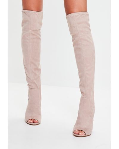 open toe knee high boots