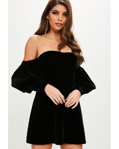 black velvet puff sleeve dress