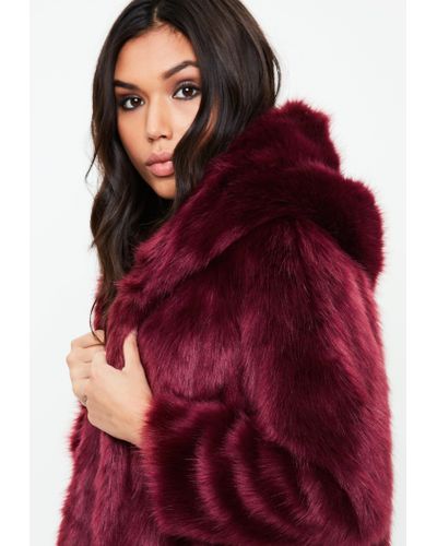 fluffy burgundy jacket