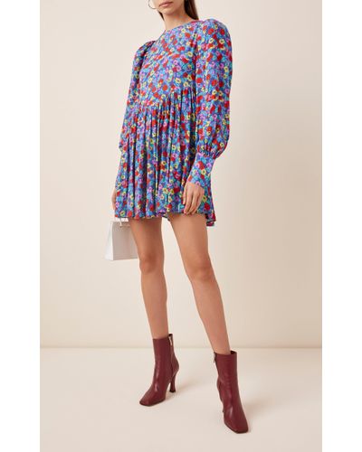 ROTATE BIRGER CHRISTENSEN Synthetic Alison Floral Woven Dress in Blue - Lyst