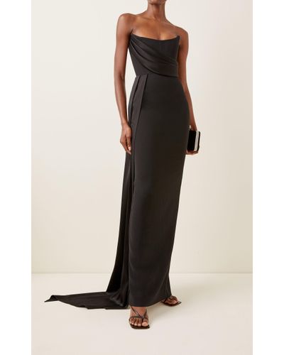 alex perry kirby strapless crepe column draped gown