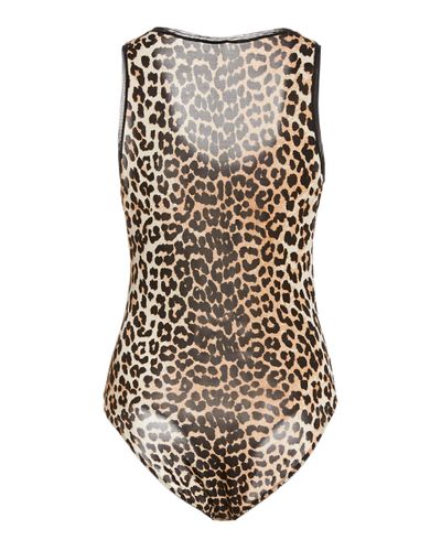 Ganni Synthetic Leopard Bodysuit - Lyst