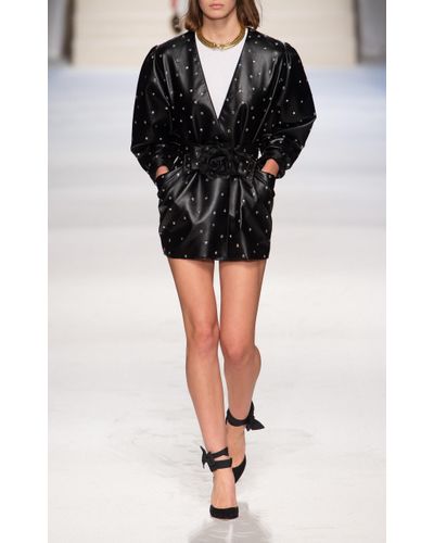 embellished faux leather jacket