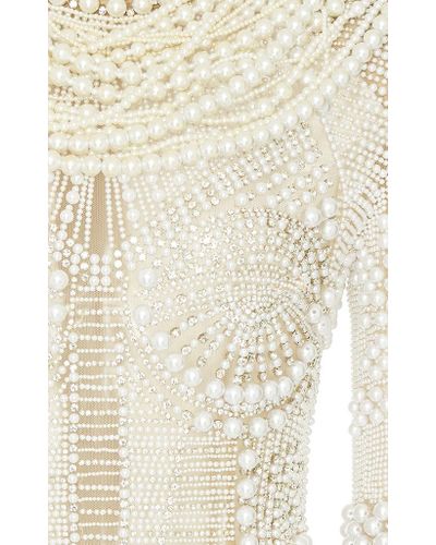 Balmain Synthetic High Neck Pearl Dress - Lyst