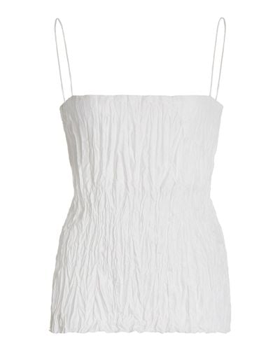 Totême Crinkled Silk Top in White | Lyst