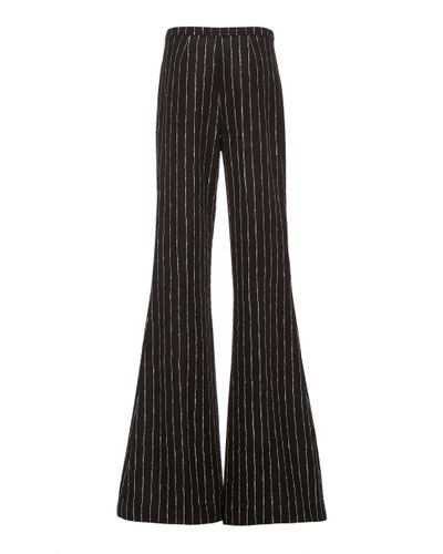 Christian Siriano Synthetic Flared Metallic Pinstripe Pants in Black - Lyst
