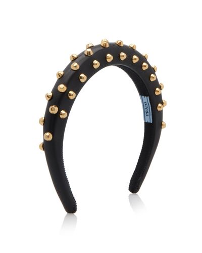 prada studded leather headband