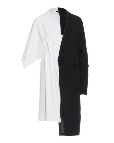 Ji Oh Wool Half Sweater Shirt Dress In Black White Black Lyst