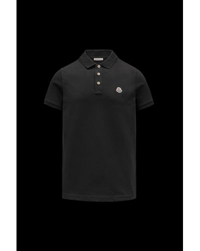 Moncler Cotton Logo Polo Shirt in Black for Men | Lyst