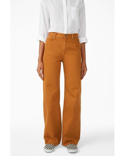 Monki Denim Yoko Dark Mustard Jeans in Brown - Lyst