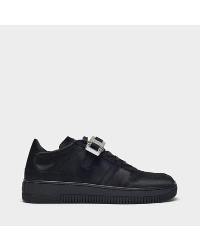 1017 ALYX 9SM Buckle Low Trainers In Black Satin - Blue