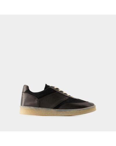 MM6 by Maison Martin Margiela Leather Court Trainers - Black