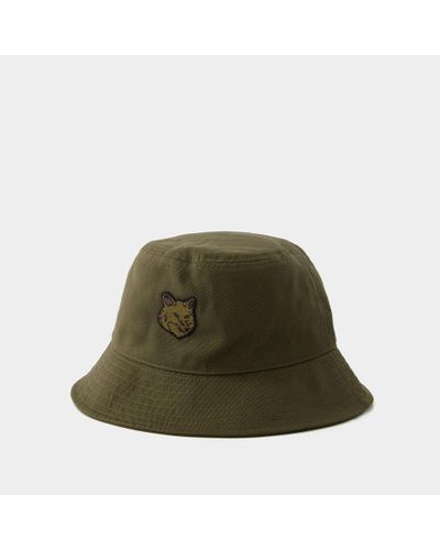 Maison Kitsuné Fox Head Patch Bucket Hat - - Cotton - Khaki - Green