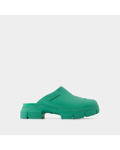 Ganni Green Recycled Rubber Retro Mules