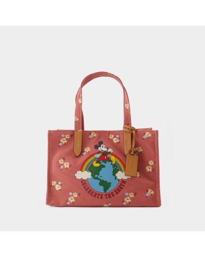 COACH Disney 30 Tote- Leather - Beige - Red