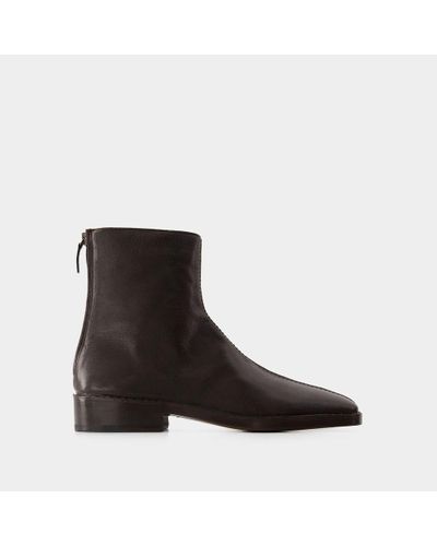 Lemaire Piped Zipped Ankle Boots - Black
