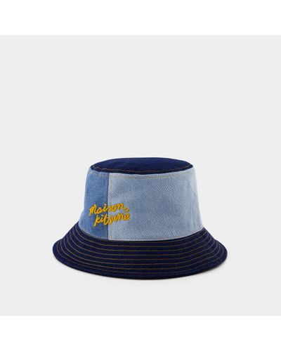Maison Kitsuné Denim Bucket Hat - Blue