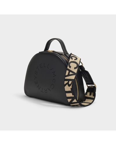Stella McCartney Synthetic Logo Medium Zip Shoulder Bag In Black 
