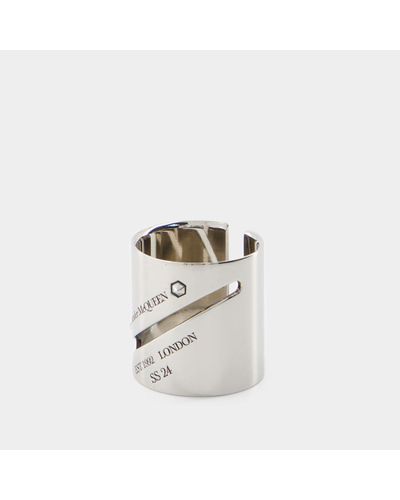 Alexander McQueen Identity Tag Ring - White