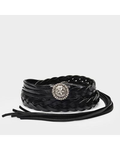 KATE CATE Braided Altamont Belt - Black