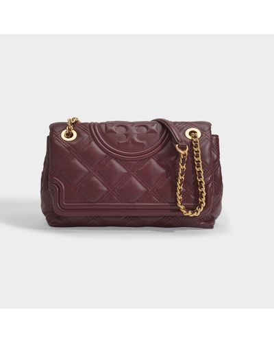 Tory Burch Fleming Soft Convertible Shoulder Bag In Burgundy Quilted Calfskin - Red