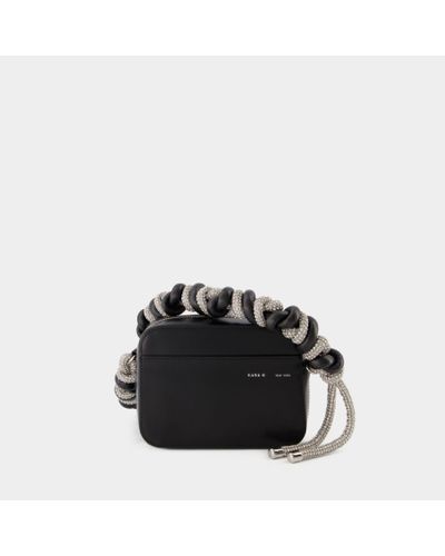 Kara Crystal Phone Cord Camera Bag - - Black - Leather