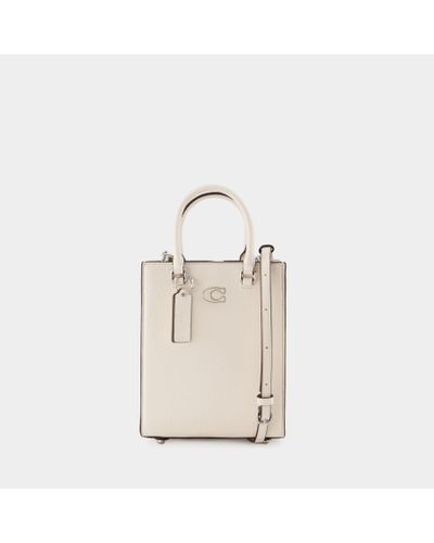 COACH Tote 16 Tote Bag - - Leather - White - Natural