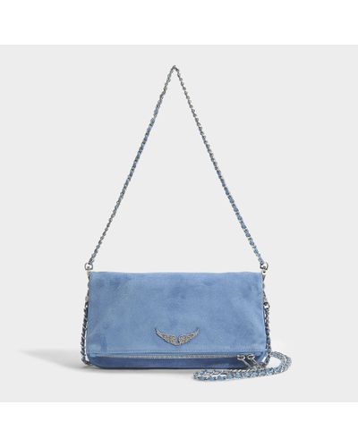 blue suede bag