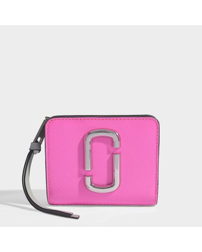 Marc Jacobs Snapshot Mini Compact Wallet In Bright Pink Leather 