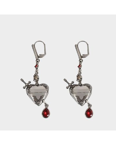 Alexander McQueen Metal Heart Earrings - Metallic