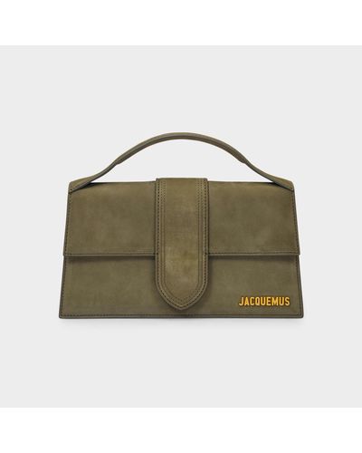 Jacquemus Handbag Le Grand Bambino In Green Forest Suede Calf Leather