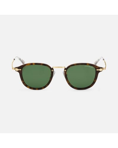 Montblanc Round Sunglasses With Havana Coloured Injected Frame - Green