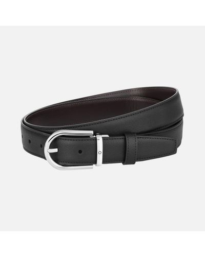 Montblanc Horseshoe Buckle Black/burgundy 30 Mm Reversible Leather Belt