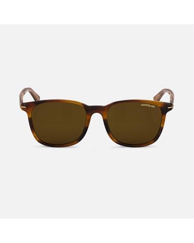 Montblanc Squared Sunglasses With Coloured Acetate Frame - Brown