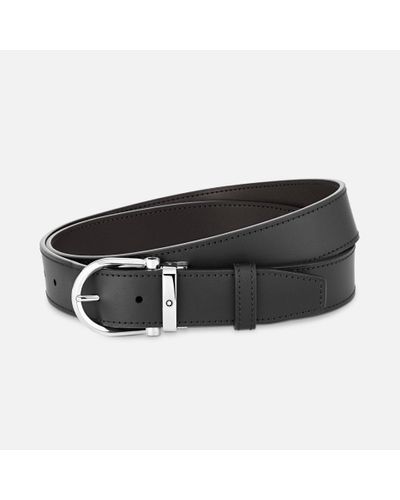 Montblanc Horseshoe Buckle Black/brown 35 Mm Reversible Leather Belt