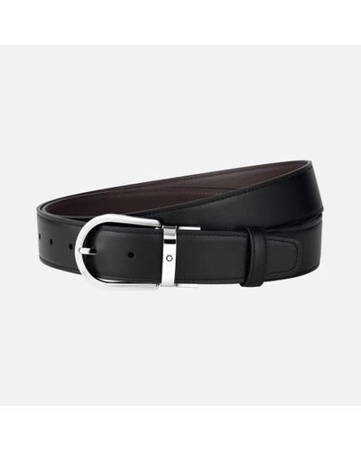 Montblanc Horseshoe Buckle Black/tan 35 Mm Leather Belt