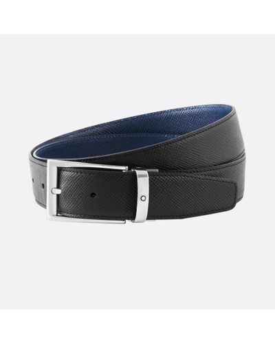 Montblanc Black/blue 35 Mm Reversible Leather Belt
