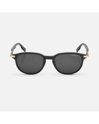 Montblanc Squared Sunglasses With Black Coloured Acetate Frame - Gray