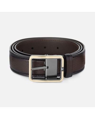 Montblanc Brown 35 Mm Leather Belt - Black